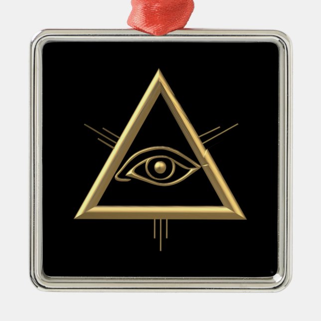 Golden "3-D" God's Eye Symbol Metal Ornament (Front)
