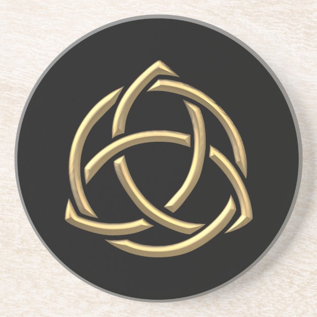 Golden "3-D" Holy Trinity Symbol 2 Coaster (Front)