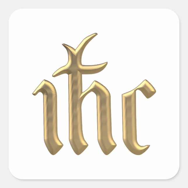 Golden "3-D" IHC Christogram Square Sticker (Front)