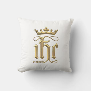 Golden "3-D" IHC with Crown Throw Pillow