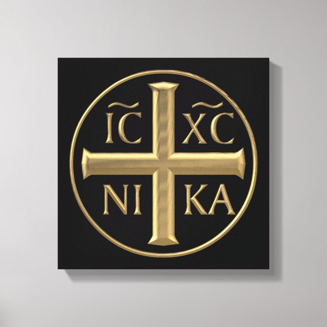 Golden "3-D" Jesus Christ: Conquers Canvas Print (Front)