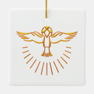 Golden 3-D Look Ascent of The Holy Spirit Ceramic Ornament