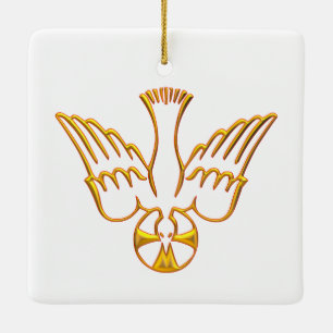Golden 3-D Look Descent of Holy Spirit Ceramic Ornament