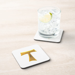 Golden 3-D Look Franciscan Tau Cross Coaster