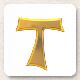 Golden 3-D Look Franciscan Tau Cross Coaster
