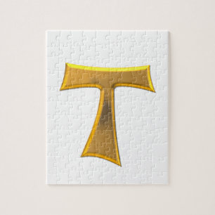 Golden 3-D Look Franciscan Tau Cross Jigsaw Puzzle