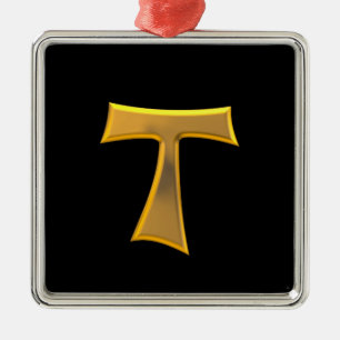 Golden 3-D Look Franciscan Tau Cross Metal Ornament