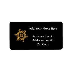 Golden "3-D" Snowflake Label
