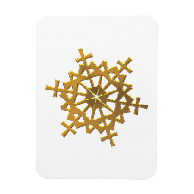 Golden "3-D" Snowflake Magnet (Vertical)