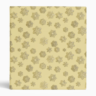 Golden 3-d snowflakes on a gold background binder