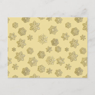 Golden 3-d snowflakes on a gold background postcard