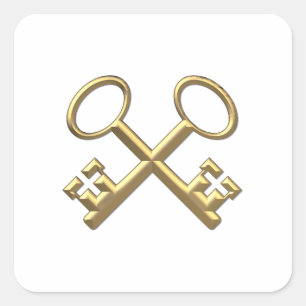 Golden "3-D" St. Peter's Keys Square Sticker