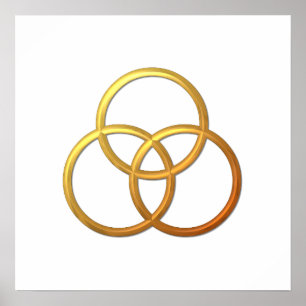 Golden "3-D" Trinity Symbol Poster