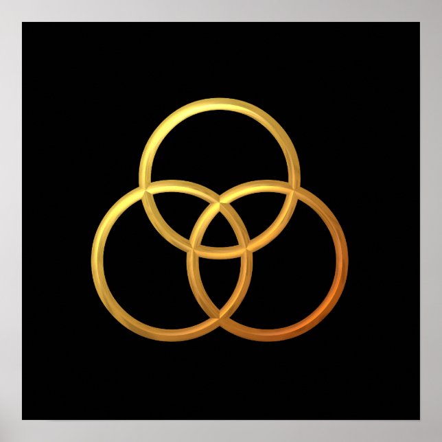 Golden "3-D" Trinity Symbol Poster (Front)