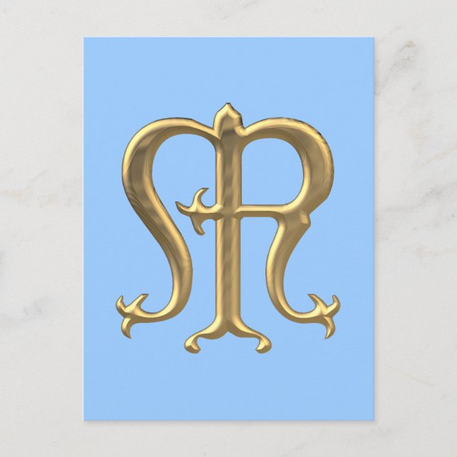 Golden "3-D" Virgin Mary Symbol Postcard (Front)