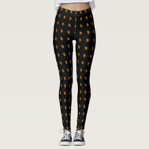 Golden 3D Bitcoin Logo Leggings