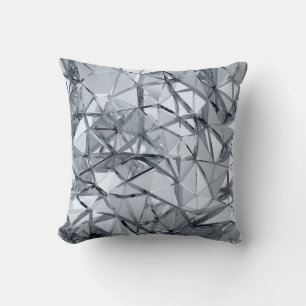 Golden 3D Metal: Geometric Background Throw Pillow