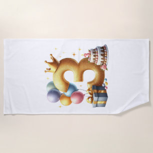 Golden 3rd Birthday Beach Towel