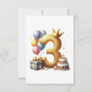 Golden 3rd Birthday RSVP Card