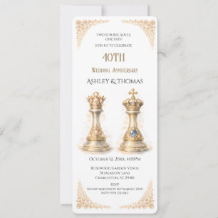 Golden 40th Wedding Anniversary King Queen  Invitation