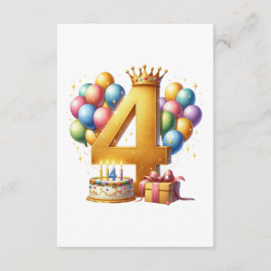 Golden 4th Birthday Enclosure Card