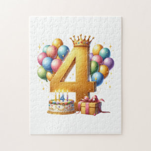 Golden 4th Birthday Jigsaw Puzzle