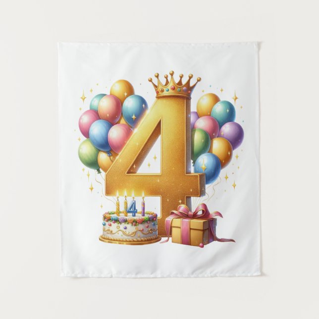 Golden 4th Birthday Tapestry (Front)