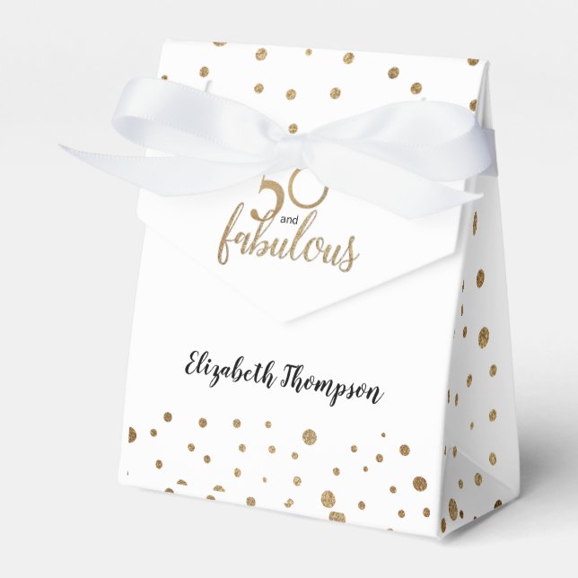 Golden 50 and Fabulous Personalized Birthday Favou Favor Box (Front Side)