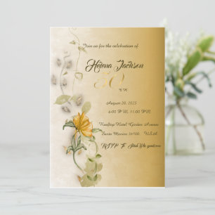 Golden 50 th birthday invitation