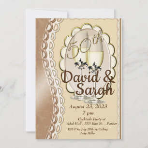 Golden 50e anniversaire du Mariage Cartes d'invita