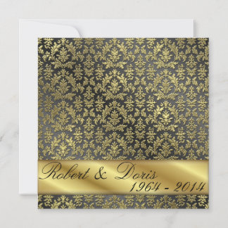 Golden 50e anniversaire Mariage Invitation Or