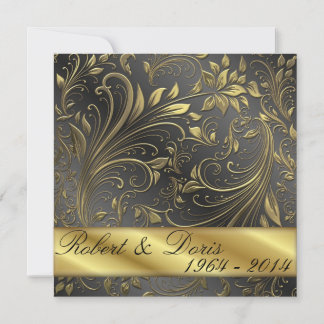 Golden 50e anniversaire Mariage Invitation Or
