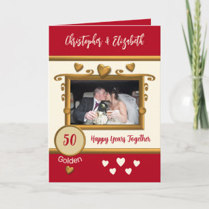 Golden 50th anniversary add photo names red card