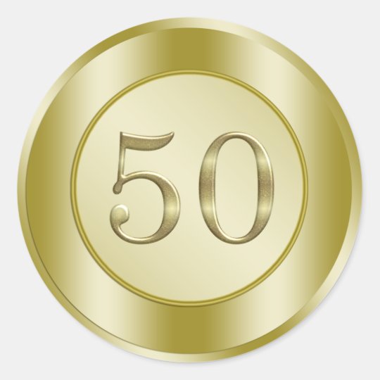 Golden 50th Anniversary Classic Round Sticker | Zazzle.ca