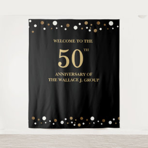 Golden 50th Anniversary Corporate  Photo backdrop Tapestry