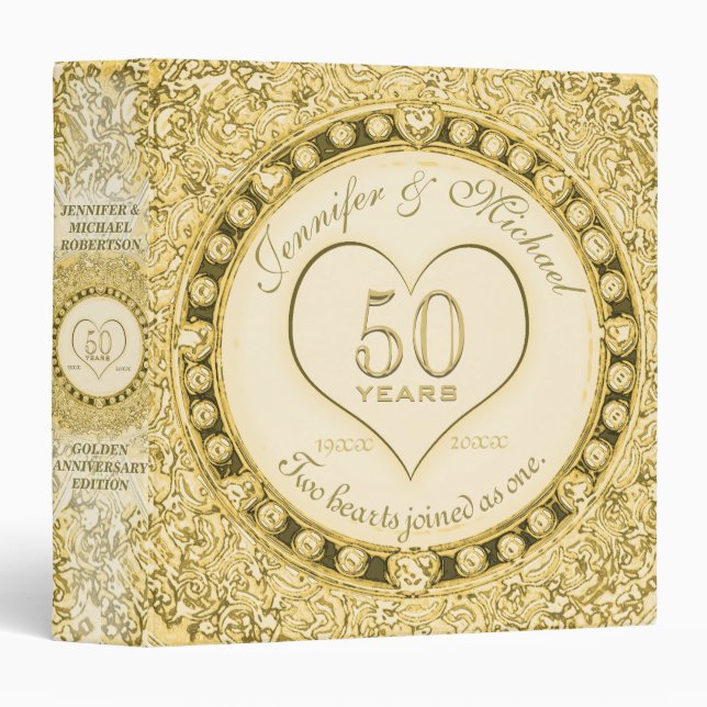 Golden 50th Anniversary Custom Gift Binder (Front/Spine)