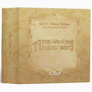 Golden 50th Anniversary - Customize 2 Inch Binder