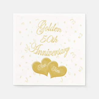 Golden 50th Anniversary Customized Napkin