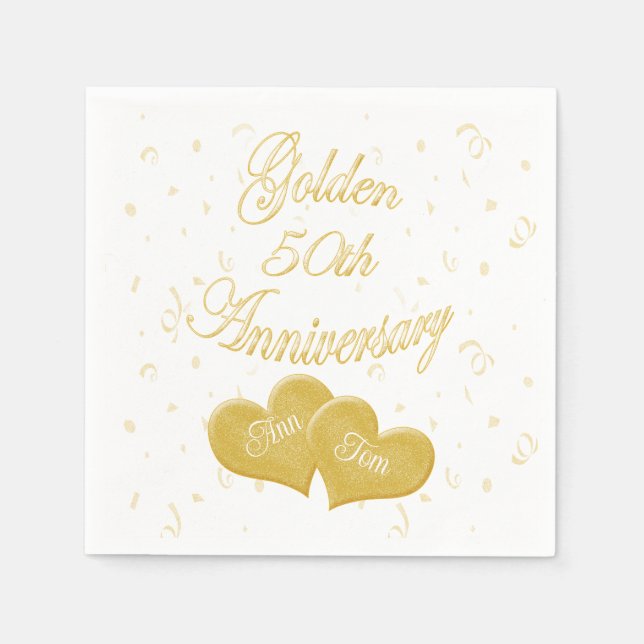Golden 50th Anniversary Customized Napkin (Front)