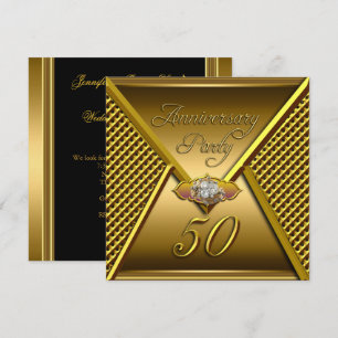 Golden 50th Anniversary Elegant Wedding Gold Invitation