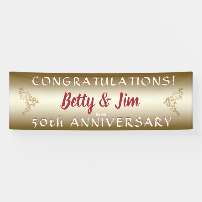 Golden 50th Anniversary Hanging Banner (Horizontal)