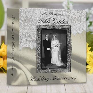 Golden 50th Anniversary Photo Album Champagne Binder