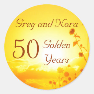 Golden 50th Anniversary Sticker Customizable