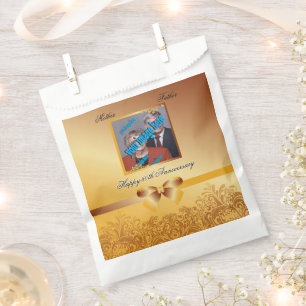 Golden 50th Anniversary Wedding Photo Template Favour Bag