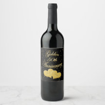 Golden 50th Anniversary Wine Bottle Labels