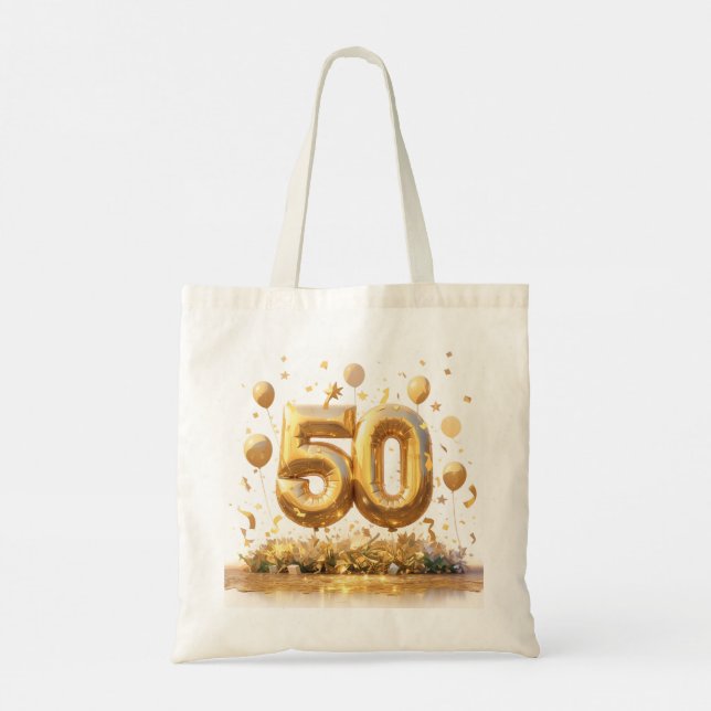 Golden 50th Celebration Tote Bag (Back)