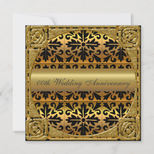 Golden 50th Mariage Anniversary Party Invitation
