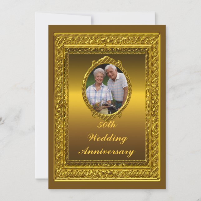 Golden 50th Mariage Anniversary Party Invitation (Devant)