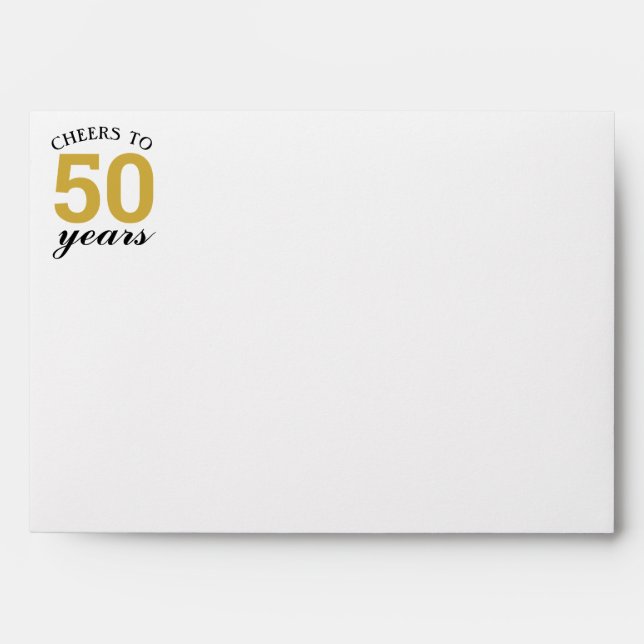 Golden 50th Wedding Anniversary Cheers to 50 Years Envelope (Front)