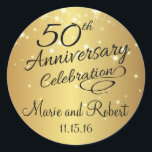 Golden 50th Wedding Anniversary Classic Round Sticker<br><div class="desc">Golden 50th Wedding Anniversary Stickers perfect for celebrating with this elegant favour seal.</div>